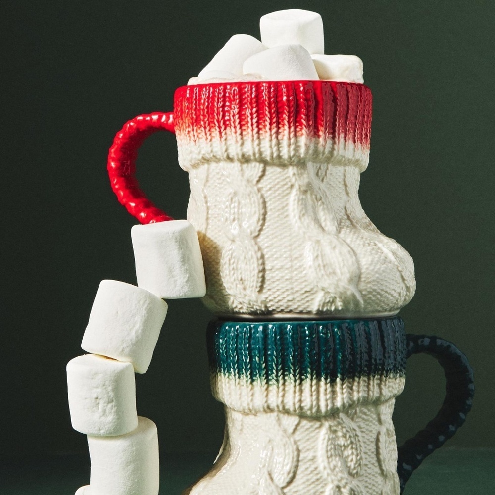 NWT Anthropologie Green Stocking Mug - Picture 3 of 5